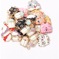 Duarte 10Pcs/Lot Cute Enamel Animal Cat Bird Charms Pendants for Making Drop Earrings Necklaces DIY Crafts Jewelry Accessories