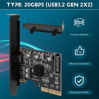 SCLS USB PCIE Card Type C PCI-Express 4X to USB 3.2 Gen 2X2 (20Gbps) ASM3242 Chipset for 8/10/Linux