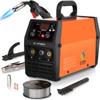 HITBOX HBM1200 MIG-Schweißgerät 220V 3-in-1 Stick/ARC/MMA Gasloses MIG Lift TIG Halbautomatisches Inverter-Schweißgerät für 2lb 0,8/1,0mm Flussmittel-Draht