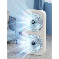 Dual Head USB Charging Desk Fan Portable Wall Mounted Quiet Adjustable 3 Speed Cooling Fan for Dorm Room Home Office