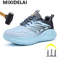 Fashion Safety Shoes Men Steel Toe Sneakers Puncture Proof Breathable Work Safety Boots Man Comfy Work Shoes Male Security Boots