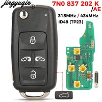 Jingyuqin 7N0837202K /F Remote key 315/434Mhz For VW Sharan Multivan Caravelle Transporter ID48 NON-KEYLESSGO 5K0 837 202 AD