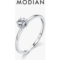 MODIAN Simple Vintage Stars Shape Cubic Zirconia Ring 925 Sterling Silver Trendy Stackable Finger Rings For Women Girl Jewelry