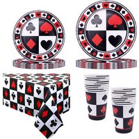 Casino Party Disposable Tableware Paper Plates Cups Napkins Tablecloth Las Vegas Theme Party Poker Plates