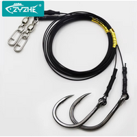 ZYZHE 1pc Sea Fishing Leader Hooks 10/0# 12/0# With 2m/6.56ft 49 Strands Steel Wire High Strength Fishhooks Boat Fishing Rigs
