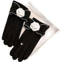 AliExpress Winter Cashmere Gloves Women Luxury Brand Designer Rhinestone Big Flower Wool Mittens Female Touchable Cycling Warm Gloves Gift
