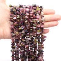 Irregular Natural Color Tourmaline Stone Gravel Chips Drilled Holes Bead For Jewelry Making DIY Necklace Bracelet Accessory Gift