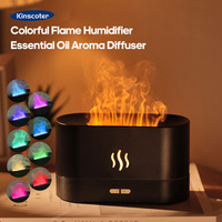 Difusor de Aroma USB de Escritorio con Efecto de Llama, Humidificador con 7 Colores de Luz Simulada, Purificador de Aire para Dormitorio/Set