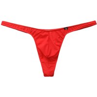Men's Ice Silk Thong Low-rise High Elastic Large Pouch Breathable T-back Underwear Panties