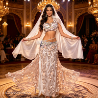 Belly Dance Costume Set for Women's Customized Exquisite Flowers Bra+Sexy Split Long Skirt Oriental Dance Performance Costumes