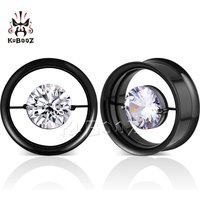 KUBOOZ Stylish Stainless Steel Ear Tunnels Expanders Earrings Plugs Gauges Piercing Body Jewelry Stretcher 2PCS
