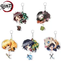 SSHOT 5pcs Demon Slayer Pendant Kimetsu No Yaiba Blade of Ghost Keychain Acrylic Bag Pendant Car Key Chain Gift Accessories gift