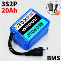 12.6V 18650 Lithium Battery Pack 3S2P, 10Ah-100Ah Super Large Capacity 12V Rechargeable Battery with BMS Protection and Charger