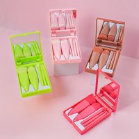 Tragbarer Schmink spiegel mit 5 Stück Make-up Pinsel Lupe Handgriff Tasche faltbares Make-up