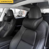 For Tesla Model 3/Y/X/S Seat Headrest Travel Rest Neck Pillow PU Leather Neck Pillow Memory Foam Pillows Car Accessories