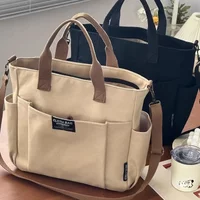 Canvas Ladies Bag Urban Simple Women Student Large Capacity Horizontal Commuter Shoulder Slanting Portable Handbag