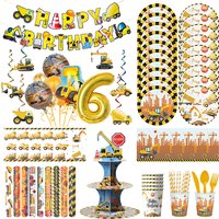 Construction Birthday Party Decoration Engineering Excavator Tractor Vehicle Paper Napkin Plate Cup Engineering Balloon Supplies