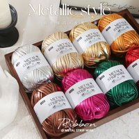 100g Metallic Ribbon Yarn for Crochet Knitting, Shiny Metal Strip Fabric Yarn for DIY Bags, Baskets, Home Decor Craft Weaving