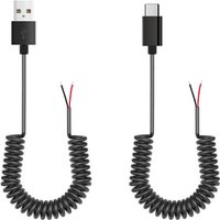 Spiral Stretchable Type C DIY Cable USB C to 2 Pin Bare Wire USB Charging Cord Extension Cables Universal Repair DIY Cable 5V 2A