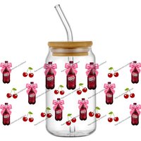 Soda Drinks with Bow Waterproof Transfer Sticker for Libbey Glass Can Mug Lovely Pink Bow UVDTF Decals
