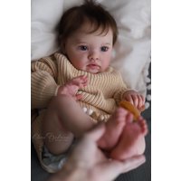 NPK 20inch Reborn Doll Kit Chantal Lifelike Unfinished Unpainted Doll Parts with Cloth Body And Eyes for DIY Craft