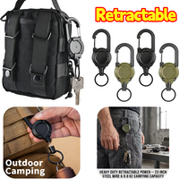 Retractable Heavy Duty Pull Reel Carabiner Strong Steel Wire Rope Buckle Spring Key Ring Outdoor Sporty Keychain Tool