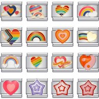 URING Fashion Cute Y2k Star Rainbow Colorful Heart Charms Italian Links 9mm Bracelets Bangle Stainless Steel DIY Making Jewelry