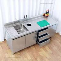 Nordic Premium Stainless Steel Sink Cabinet Modern Minimalist Dining Room Storage Cabinet Designer Home Kitchen Furniture FYKC