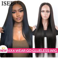 6X4 HD Lace Front Wigs Straight Glueless Wig Human Hair Ready To Wear Glueless Preplucked Wear And Go Wigs PreCut Lace ISEE Hair image 3
