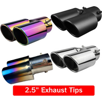 1pcs Universal Car Dual Outlet Exhaust Tip Stainless Steel Black Exhaust Tips Muffler Tail Double Pipe Tube Tips Car Accessories