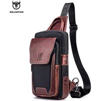 BULLCAPTAIN Hommes Chauds de Première Couche En Cuir De Vachette décontracté Mode Poitrine Sac De Ceinture sac pour hommes Sac À Bandoulière Hommes sac de Poitrine