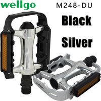 WELLGO Ultralight Bearing Pedals M248 Road Bike Pedal MTB Accessories M248DU Aluminum Alloy Black Silver Mountain Bicycle Parts
