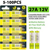 5-100PCS New High Capacity 27A 12V Alkaline Battery A27 MN27 V27A GP27A Batteries for Car Alarm Remote Garage Door Opener Toys