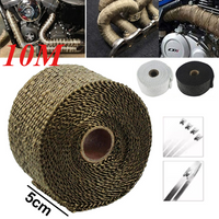5CM*10M Exhaust Pipe Insulation Thermal Heat Wrap Roll Insulation Cotton Banana Cloth Motorcycle Fiberglass Heat Shield Tape