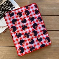 Japanese Mengqiqi Animation Peripheral Red Plaid 16-inch Laptop Bag Cute Ultra-Light Shockproof Hand Holder Liner Bag Women