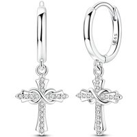 925 Sterling Silver Earrings Women Sparkling Cross Heart Drop Earring For Anniversary Wedding Jewelry Gifts
