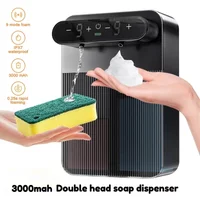 Automatic Foam and Gel Double-head Soap Dispenser Wall Mounted Smart Display Touchless Sensor Foam Dispensers Hand Washer