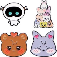 Cartoon Animals Enamel Pins Cute Robot Metal Brooch Badge on Backpack For Women Clothing Accessories Fashion Jewelry Party Gifts