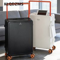 KLQDZMS Suitcase Women's Zipper Boarding Box Men's Aluminum Frame Trolley Case 20"24"26"28 Inch Large Capacity Travel Luggage
