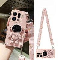 Crossbody Lanyard Astronaut Bracket Plating Case for OPPO Find X9 Find X8 Pro X8S Plus X7 Ultra Silicone Cover