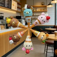 Anime Figure Kawaii Capsule Blind Box Ice Cream Bear Bead Chain Hanging Bag Doll Toy Model Decoration Pendant Holiday Gifts