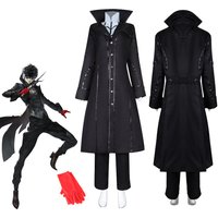 Anime Persona 5 Joker Cosplay Costume Game P5 Rain Palace Lotus Cosplay Full Set of Clothing Glove Mask Black Overcoat Uniform