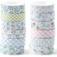 12 Rolls Hydrangea Flower Washi Tape Set,Decorative Paper Stickers,Craft Tape for Diary Scrapbooking Decoration Party Supplies