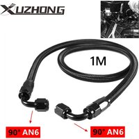 1M 6AN AN6 Black Braided Oil Fuel Fittings Hose End 90+90 Degree Oil Adaptor Kit Oil Fuel Hose Line