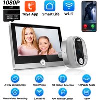 Tuya 1080P WiFi Door Bell Camera Google Alexa Smart Life Video Peephole PIR Motion Detector Digital Door Viewer with Intercom