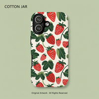 Bold Illustrated Strawberry Leaf Magnetic Case For iPhone 15 16 17 14 Pro Max Plus 13 12 Wireless Charge Shockproof Cover