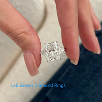 5CT Radiant Lab Grown Diamond Three Stone Ring Side Trillions Trilogy Engagement Ring CVD HPHT Diamond DEF VS-VVS Platinum 950