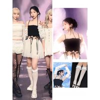 Lesserafim Female Group Nakamura Rino SwanSong Performance Outfit Jazz Dance Ballet Style Stage Costume Spring Knitted Fabric
