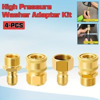 4PC Brass Pressure Washer Adapter Kit – M22 Female to 1/4" Quick Connect.