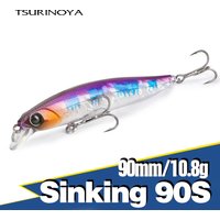 TSURINOYA 90S Slow Sinking Minnow 90mm 10.8g DW103 Shallow Vast Areas Fishing Lure Short Lip Jerkbait Fake FIsh Baits